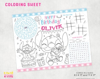 Stitch Cute Alien foglio da colorare, foglio di attività per feste alieno-file digitale