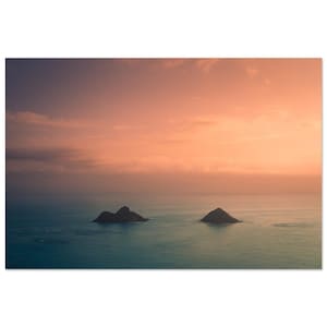 Mokulua Islands Sunrise Photo Print| Lanikai Beach in Kailua Hawaii Canvas or Aluminum Large Wall Print