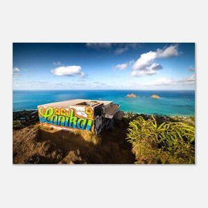 Lanikai Pillbox Photo Print | Hawaii Mountain Hiking Landscape Art on Canvas or Aluminum