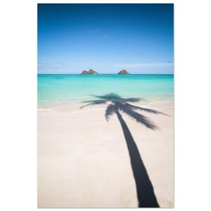 Lanikai Beach Hawaii Landscape Print | Aluminum or Canvas | Coconut Tree and Mokulua Islands Oahu Wall Art