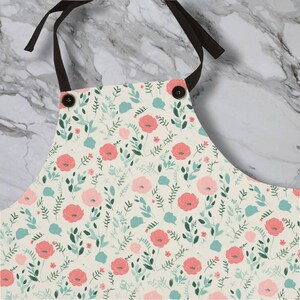 Cottagecore Floral Pattern Apron | Cute Cream Pink Floral Design | Kitchen Accessories | Cooking Accessories