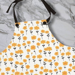 Marigold Pattern Apron | Cute Marigold Floral Design | Kitchen Accessories | Cooking Accessories