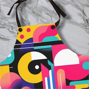 Pop patroon schort | Abstract popartpatroon | Keukenaccessoires | Kookaccessoires