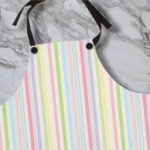 Pastel Stripes Pattern Apron | Cute Colorful Design | Kitchen Accessories | Cooking Accessories