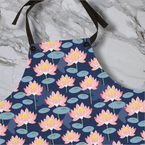 Lotus Pattern Apron | Cute Floral Design | Kitchen Accessories | Cooking Accessories