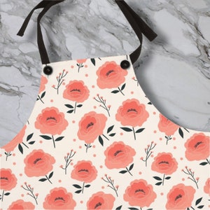 Peony Pattern Apron | Large Floral Design | Kitchen Accessories | Cooking Accessories