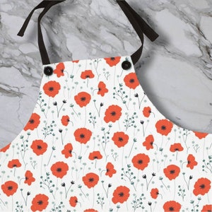 Poppy Pattern Apron | Cute Floral Design | Kitchen Accessories | Cooking Accessories