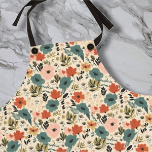 Boho Floral Pattern Apron | Cute Flower Design | Kitchen Accessories | Cooking Accessories