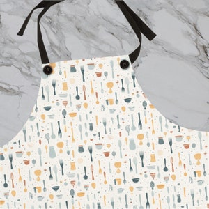 Kitchen Pattern Apron | Fun Kitchen Utensil Pattern | Kitchen Accessories | Cooking Accessories