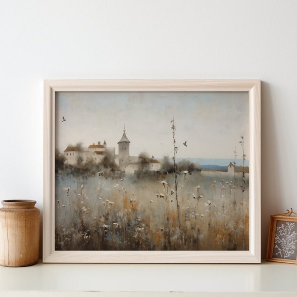 Old Castle Vintage Painting Landscape Castle Wall Art Vintage Old Picture Castle Wall Art Gift Vintage Picture Living Room Gift Art Picture