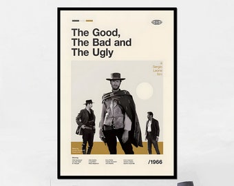 The Good The Bad And The Ugly Poster Print  Poster | Print Art Canvas Picture Artwork Class Gift for Home Decor Light Retro Portrait Vintage