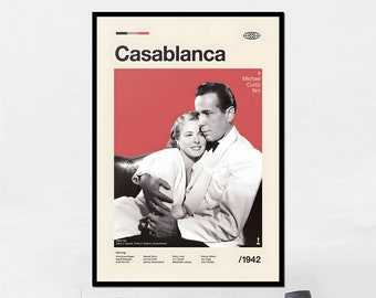 Casablanca Poster Print  Poster | Print Art Canvas Picture Artwork Class Gift for Home Decor Light Retro Portrait Vintage