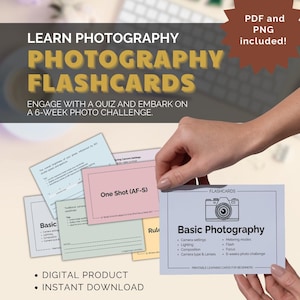 Fotografikort, kamerastudier för nybörjare, utskrivbar PDF