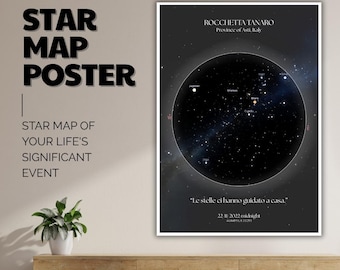Póster personalizado con mapa estelar, cielo nocturno personalizado, regalo de aniversario (descarga digital)