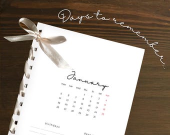 2026 Monthly Planner: Minimalist Important Dates tracker. A4, A5, US Letter (PDF Printable)