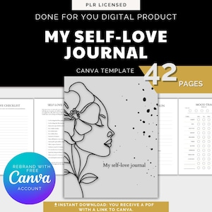 Self care & Wellbeing journal | Canva Editable PLR Digital products template | PLR products | Online business digital tool creator