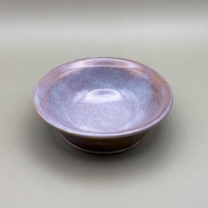 Handcrafted Ceramic Dish: Light Sepia Glaze, Purple & Pink Tones