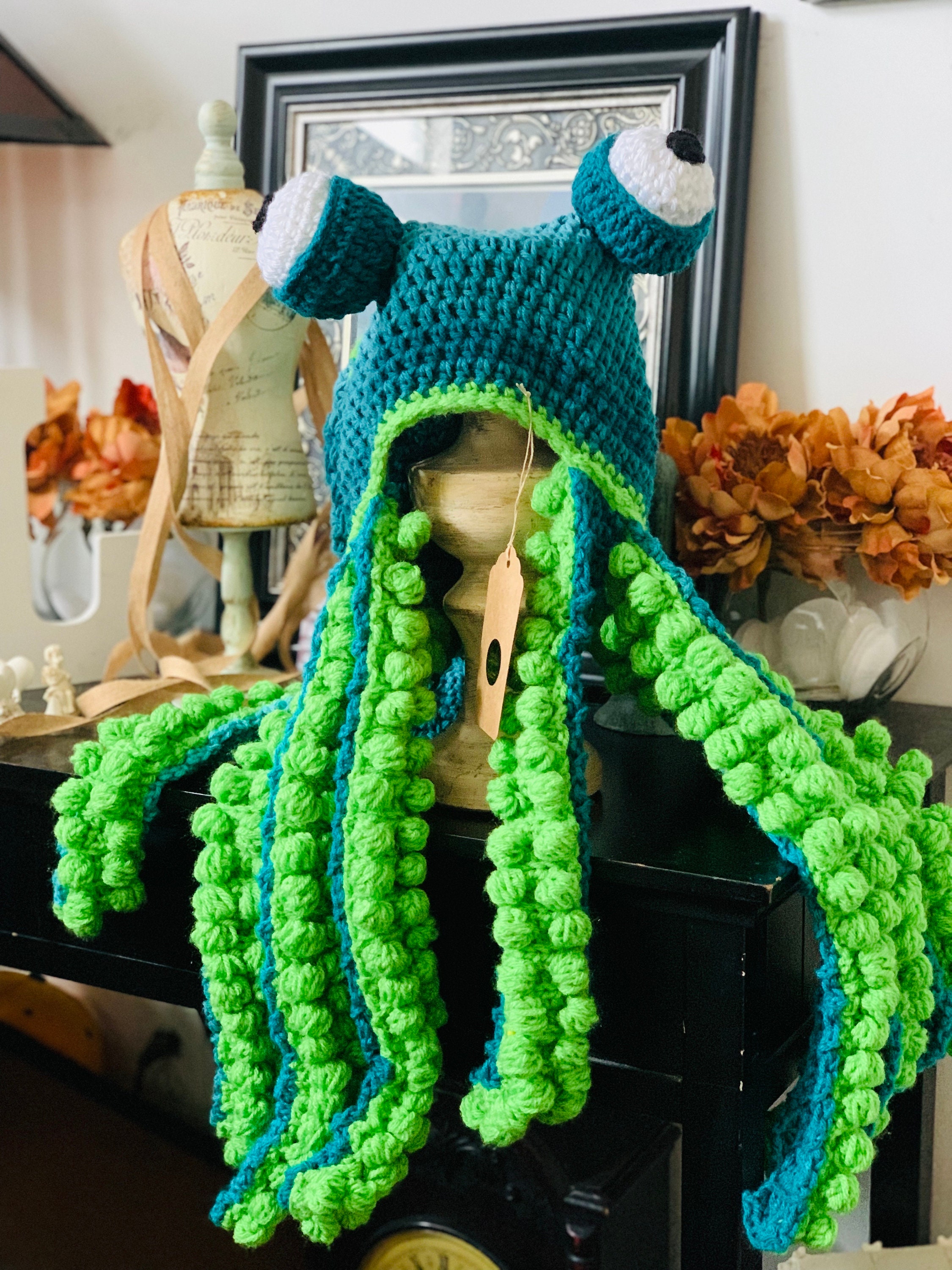 Handmade Octopus Hat - Variegated blue and green Crochet octopus hat ❤ my latest custom order ❤ main image 2