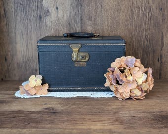 Vintage Navy Blue Train Case