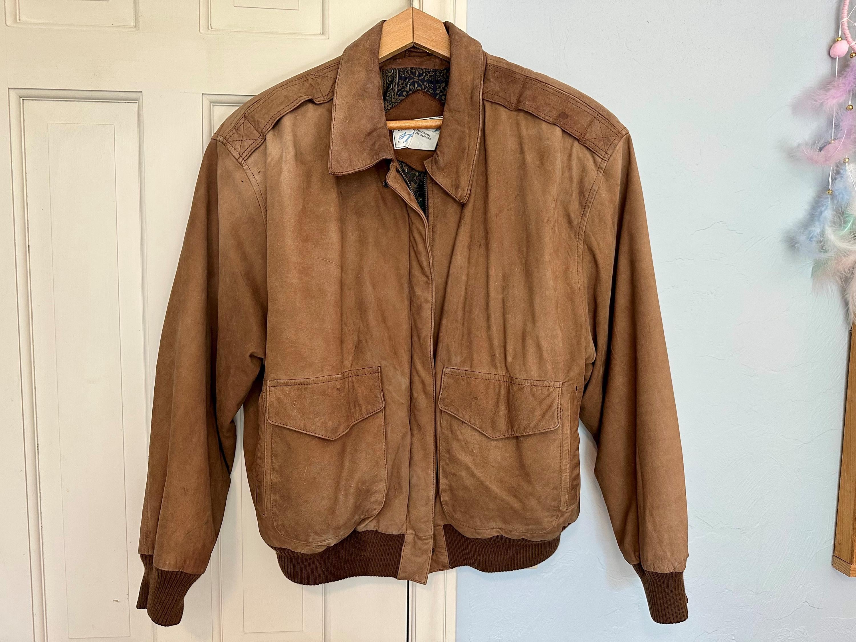80s Vintage Leather Bomber Jacket Maggie Lawrence Sport Collection