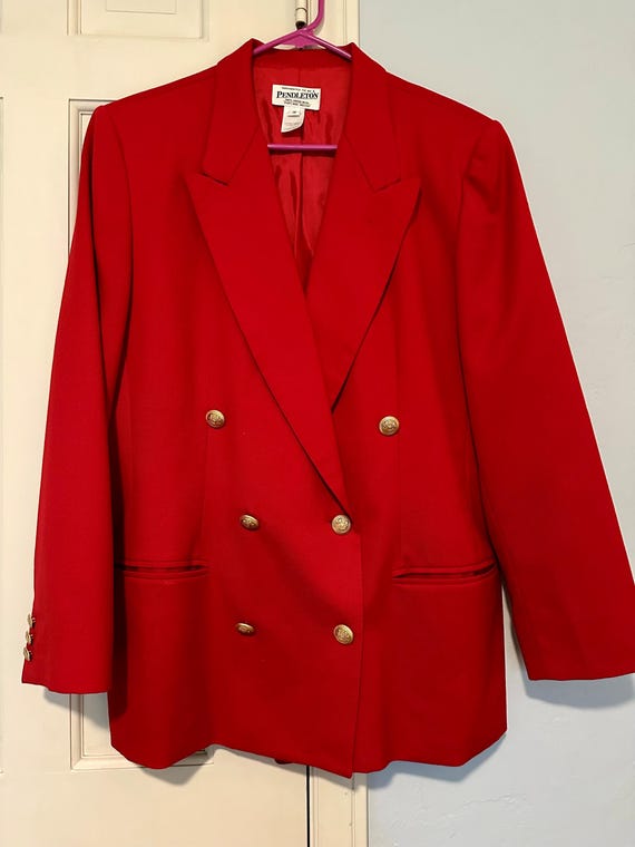 VTG Pendleton Red Wool Structured Double-Breasted… - image 6