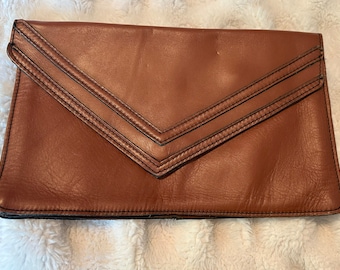 1970s Vintage Bonnie International Tan Leather Clutch Purse!