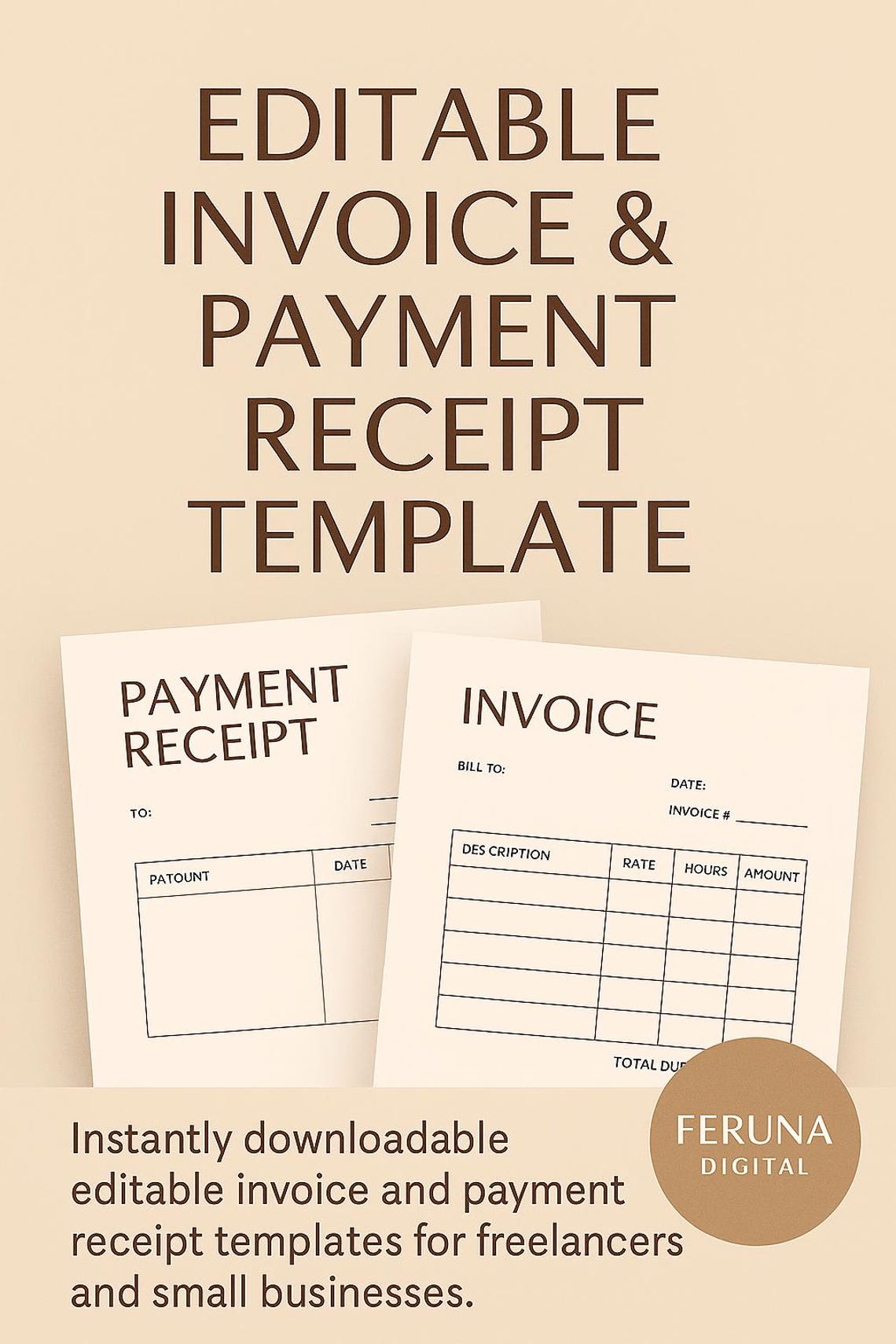 Editable Invoice & Receipt Template | Small Business Printable ...