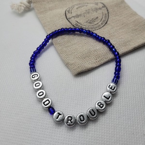 Good Trouble Bracelet: Blue Seed Bead Activism Jewelry