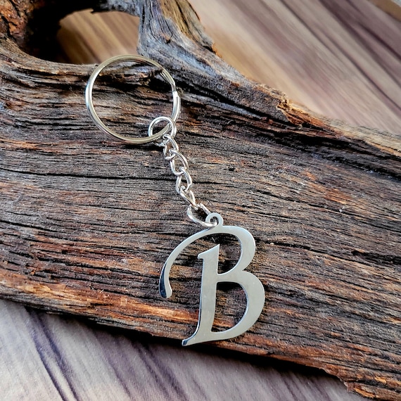 Personalized Initial Keychain – Stainless Steel Letter Keyring, Custom Bag Clip Gift