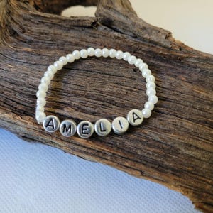 Kids Personalized Stretch Bracelet – Custom Name Jewelry, Boys, Girls, Christmas Gift, Stocking Stuffer, Birthday