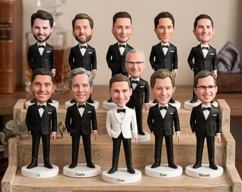 Figura cabezona personalizada para padrinos de boda, regalo de boda personalizado a partir de una foto, figura hecha a mano para el padrino, recuerdo del novio