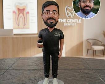 Benutzerdefinierte Doktor Bobblehead, personalisierte Zahnarzt Figur, Geschenk für Arzt vom Foto