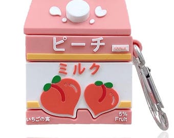 Peach Milk Airpods Case With Keychain Clip || Airpods 1/2