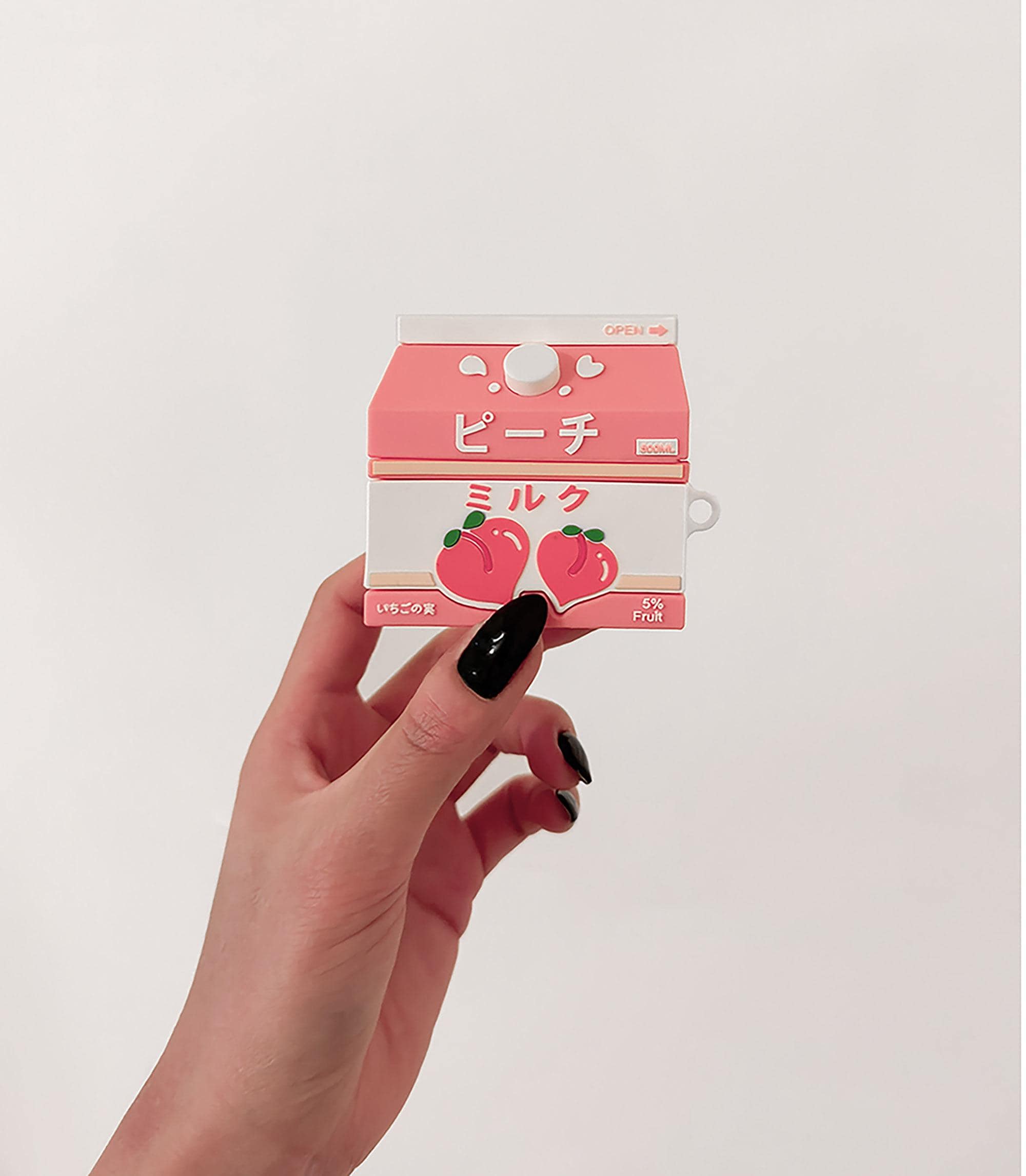 Peach Milk Airpods Case with Keychain Clip || Airpods 1/2 Gen - Cute, Kawaii Japanese Milk Tea Carton