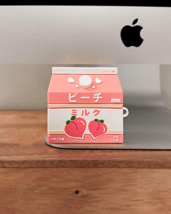 Peach Milk Airpods Case With Keychain Clip || Airpods 1/2