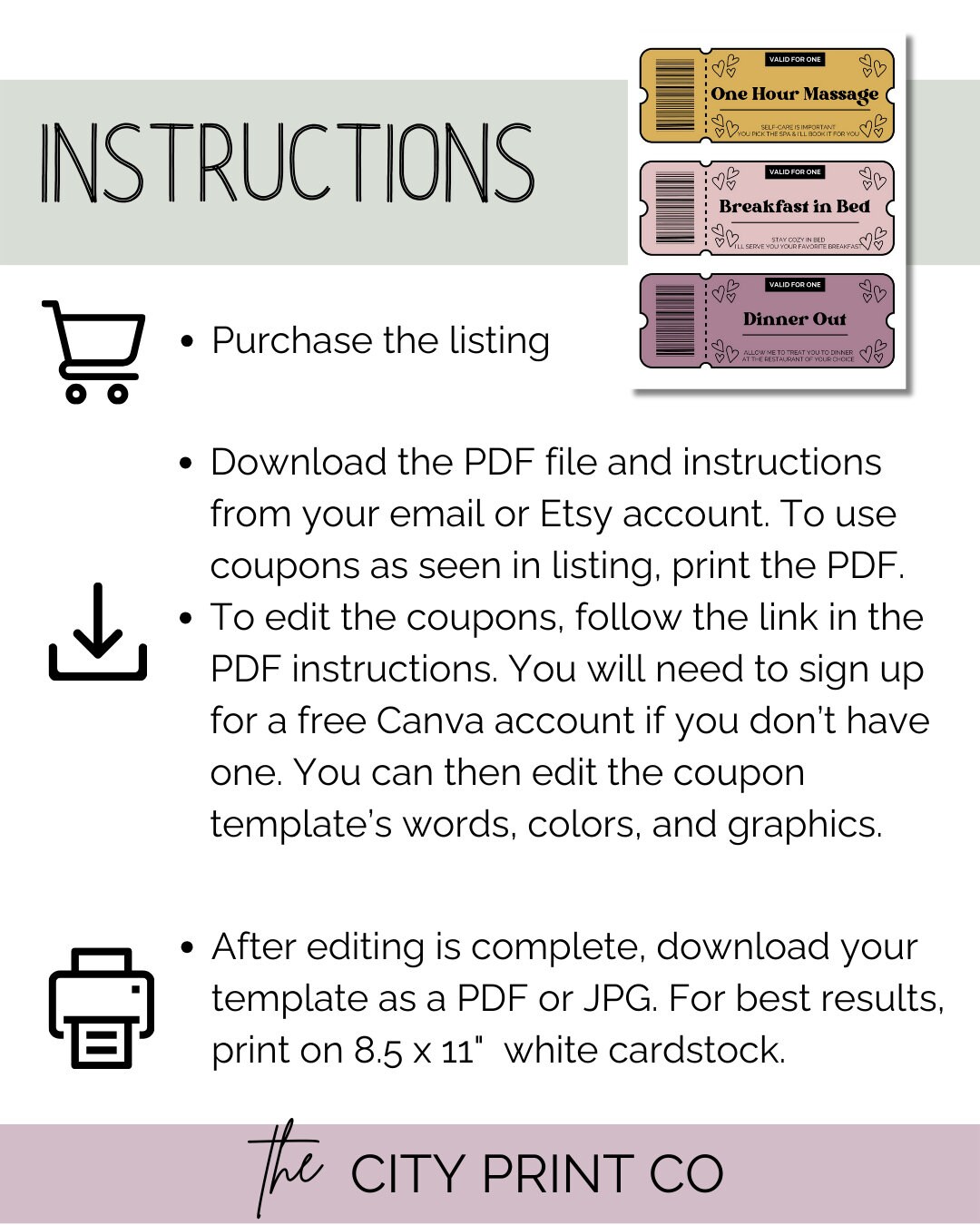 Love Coupons - Printable Coupon Template - Editable Coupons - Valentine ...
