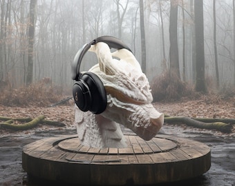 Dragon Headphone Stand — 3D Printed Headset Holder, Articulated Fantasy Dragon Desk Decor, Gamer Gift, Headphone Hanger