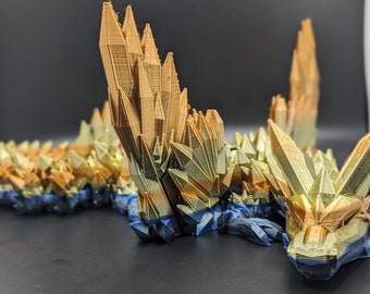 Winged Crystal Dragon Fidget — 3D Printed Articulated Dragon Toy, Fantasy Desk Decor, Flexi Sensory Gamer Gift