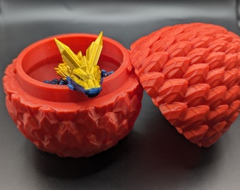 3D Printed Dragon Egg with an Articulated Dragon Fidget Toy In Random Colors - Cinderwing3D Easter Egg - Geek Gift - Gift for Dragon Lovers