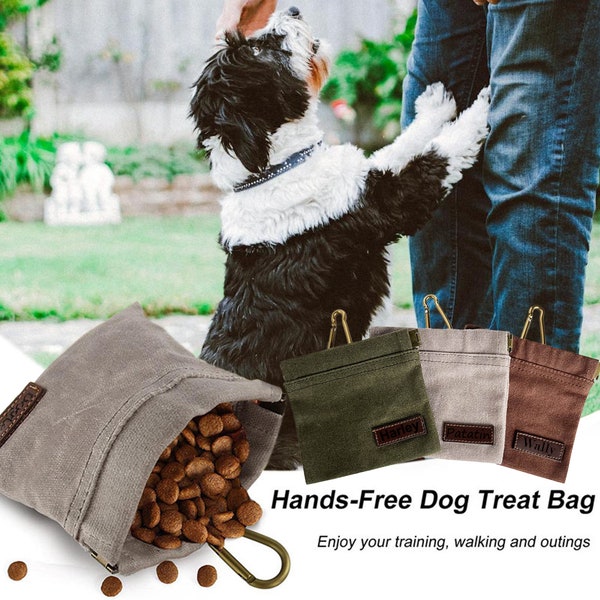 Dog Treat Pouch丨Portable Puppy Dog Training Treat Bag丨Hand Free Dog Walking Bag丨Auto Closing Pet Feed Snack Reward Pocket