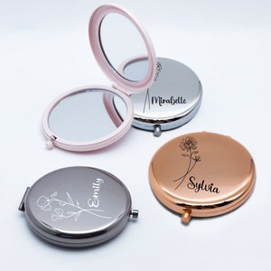 Custom Compact Mirror, Custom Engraved Gifts for Women, Personalized Custom Pocket Mirror, Bridal Party Gift, Gifts for Mom/Wife/Girlfriend