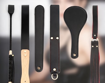 Custom Text Leather Spanking Slapper, Personalized BDSM Paddle with Text engraving craftsmanship , Handcrafted Adult Play Accessory Set
