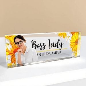 Teacher Desk Name Plate, Personalized Sign with Name and Job Title, Office Gifts, Acrylic Name Plaque, Gifts for teachers