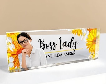 Teacher Desk Name Plate, Personalized Sign with Name and Job Title, Office Gifts, Acrylic Name Plaque, Gifts for teachers