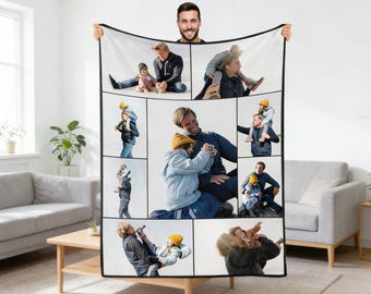 Custom Family Memory Photo Blanket - Personalized Flannel Throw | Parent-Child Keepsake Gift