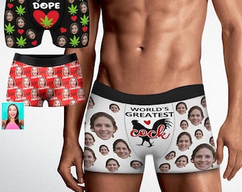 Ropa interior con cara personalizada丨Boxers personalizados丨Calzoncillos bóxer con cara丨Ropa interior divertida con cara丨Regalos para esposo, novio, novio, papá丨Regalo de cumpleaños