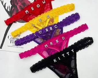 Benutzerdefinierter String mit Buchstabe, Namens-Tanga, Kristallnamen-Dessous, personalisierter Namens-Tanga, benutzerdefinierter Namens-Tanga, Geschenk zum Valentinstag