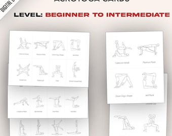 Schede stampabili di Acroyoga, da principiante a intermedio, schede con trucchi e posizioni di Acro Yoga