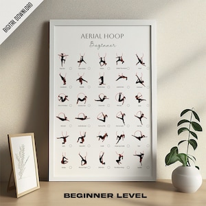 Afdrukbare poster Aerial Hoop Beginner, Lyra Tricks, Aerial Hoop Poses