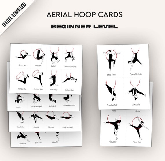 Printable Cards Aerial Hoop, Beginner, Flashcards with Lyra Tricks and Poses